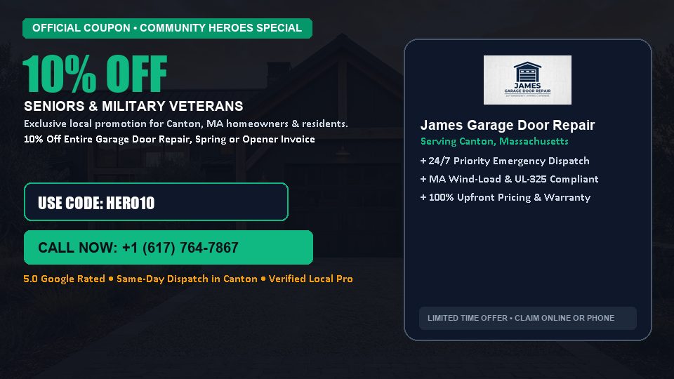James Garage Door Repair 10% OFF Seniors & Military Veterans in Canton, MA